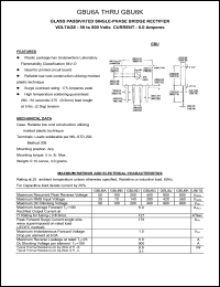 GBU6J datasheet: 600 V, 6 A, glass passivated single phase bridge rectifier GBU6J