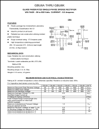 GBU6B datasheet: 100 V, 6 A, glass passivated single phase bridge rectifier GBU6B
