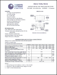 RS1A datasheet: 50 V, 1 A, surface mount fast switching rectifier RS1A