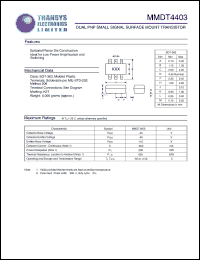 MMDT4403 datasheet: 40 V, dual PNP small signal surface mount  transistor MMDT4403