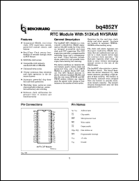 BQ4852YMC-85 datasheet:  RTC MODULE WITH 512KX8 NVSRAM, WATCHDOG TIMER, UP RESET, INTERRUPTS AND BATTERY LOW WARNING BQ4852YMC-85