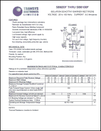 SB850F datasheet: 50 V, 8 A, isolation schottky barrier rectifier SB850F