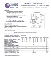 SB16100DC datasheet: 100 V, 16 A, D2PAK surface mount schottky barrier rectifier SB16100DC