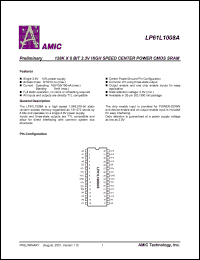 LP61L1008AS-8 datasheet: 8ns 160mA 128K x 8bit 3.3V high speed center power CMOS SRAM LP61L1008AS-8