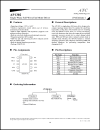 AP1302MS datasheet: 3.8-16.8V single-phase full-wave fan motor driver AP1302MS