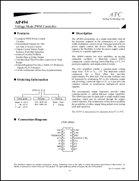 AP494VS16 datasheet: Voltage mode PWM controller AP494VS16
