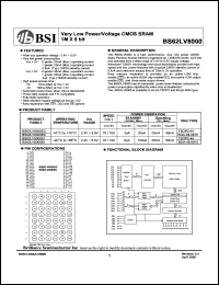 BS62LV8000EC datasheet: 70/100ns 30-45mA 2.4-5.5V ultra low power/voltage CMOS SRAM 1M x 8bit BS62LV8000EC