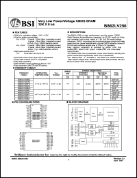BS62LV256JI datasheet: 70/100ns 20-35mA 2.4-5.5V very low power/voltage CMOS SRAM 32K x 8bit BS62LV256JI