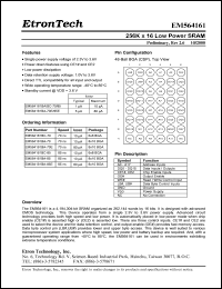 EM564161BA-70E datasheet: 70ns 256K x 16 low power SRAM EM564161BA-70E