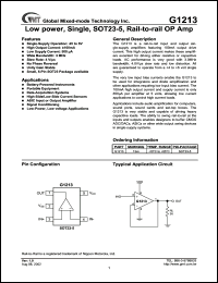 G1213 datasheet: 7 V, low power, single, rail-to-rail I/O op amplifier G1213