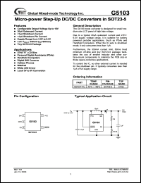 G5103T11U datasheet: Micro-power step-up DC/DC converter G5103T11U