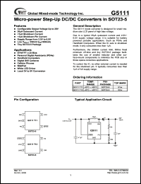 G5111T12 datasheet: Micro-power step-up DC/DC converter G5111T12