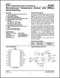 G767 datasheet: Remote/local temperature sensor with SMB serial interface G767