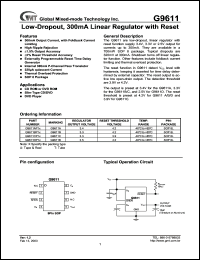 G9611CP1T datasheet: 3.3 V, 300mA low-dropout linear regulator with reset G9611CP1T