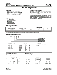 G952T63D datasheet: 1.8 V, 1A  regulator G952T63D