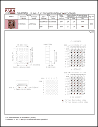 A-5570EG datasheet: Common anode  hi.effi red/green 2 inch, 5x7 dot matrix display A-5570EG