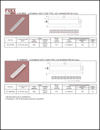 K-10004GX datasheet: LCD back light, COB type, LCD character 20x2, yellow/green K-10004GX