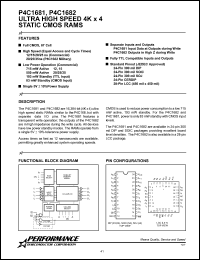 P4C1681-12PC datasheet: 12 ns,static CMOS RAM, 4 K x 4 ultra high speed P4C1681-12PC