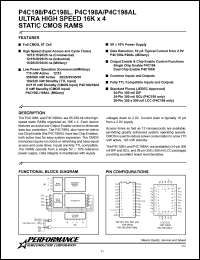 P4C198-20PC datasheet: 20 ns,static CMOS RAM, 16 K x 4 ultra high speed P4C198-20PC