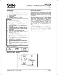 SE1050W datasheet: LightCharger 10 Gb/s transimpedance amplifier. SE1050W