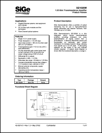 SE1020W datasheet: 1.25 Gb/s transimpedance amplifier. SE1020W