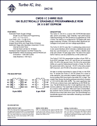 TU24C16CP3 datasheet: CMOS IIC 2-wire bus. 16K electrically erasable programmable ROM. 2K x 8 bit EEPROM. Voltage 2.7V to 5.5V. TU24C16CP3