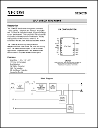 XE002B datasheet: DAA with 2/4 wire hybrid. XE002B