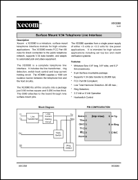 XE0080 datasheet: Suface mount V.34 telephone line interface. XE0080
