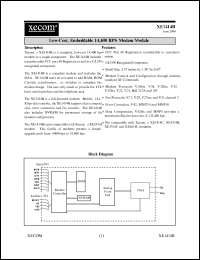 XE1414B datasheet: Low-cost, embeddable 14,400 BPS modem module. XE1414B