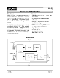 XE2486 datasheet: Miniature 2400 bps modem module. XE2486