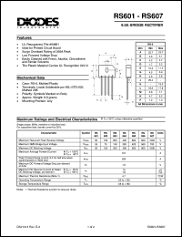 RS606 datasheet: 800V; 6.0A bridge rectifier RS606