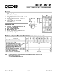 DB107 datasheet: 1000V; 1.0A glass passivated bridge rectifier DB107