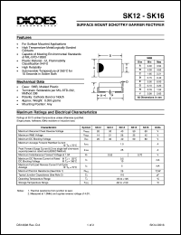 SK15 datasheet: 50V; 1.0A surface mount schottky barrier rectifier. For surface mounted applications SK15