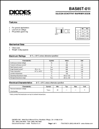 BAT46 datasheet: 30V; silicon schottky barrier diode. PN junction guard ring BAT46