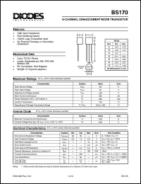 BS170 datasheet: 60V; 300mA N-channel enchancement mode transistor BS170