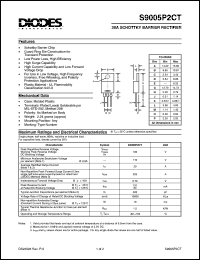 S9005P2CT datasheet: 100V; 20A schottky barrier rectifier. For use in low voltage, high frequency inverters, free wheeling and polarity protection applications S9005P2CT