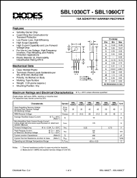 SBL1035CT datasheet: 35V; 10A schottky barrier rectifier. For use in low voltage, high frequency inverters, free wheeling and polarity protection applications SBL1035CT