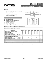 SR503 datasheet: 30V; 5.0A high current schottky barrier rectifier. For use in guard ring protection SR503