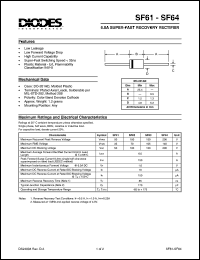 SF63 datasheet: 150V; 6.0A super fast recovery rectifier SF63