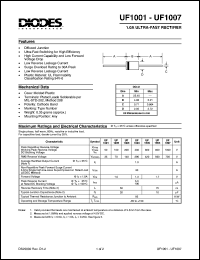 UF1002 datasheet: 100V; 1.0A ultra-fast rectifier; high current capability and high speed switching UF1002