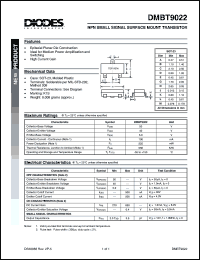 DMBT9022 datasheet: 50V; 100mA NPN small signal surface mount transistor. Ideal for medium power application and switching DMBT9022