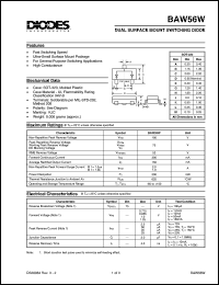 BAW56W datasheet: 100V; 300mA dual surface mount switching diode. For general purpose switching applications BAW56W