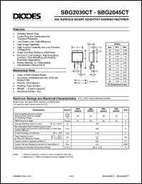 SBG2035CT datasheet: 35V; 20A surface mount schottky barrier diode. For use in low voltage, high frequency inverters, free wheeling and polarity protection applications SBG2035CT