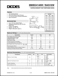 MMBD4148W datasheet: 100V; 300mA surface mount fast switching diode. For general purpose applications MMBD4148W