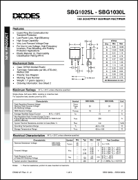 SBG1025L datasheet: 25V; 10mA schottky barrier rectifier SBG1025L