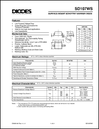 SD107WS datasheet: 40V; 1.0A surface mount schottky barrier diode. Ideally for low logic level applications SD107WS