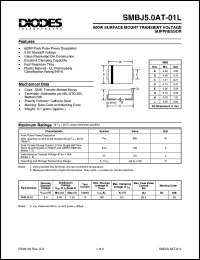 SMBJ5.0AT-01L datasheet: 3.5V; 600mW surface mount transient voltage suppressor SMBJ5.0AT-01L