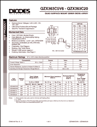 QZX363C15-7 datasheet: 0.9V; 200mW quad surface mount zener diode array QZX363C15-7