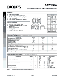 BAV56DW datasheet: 100V; 3005mA quad surface mount swithcing diode array. For general purpose switching applications BAV56DW