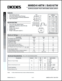 BAS16TW datasheet: 100V; 300mA surface mount fast switching diode array. For general purpose swithcing applications BAS16TW